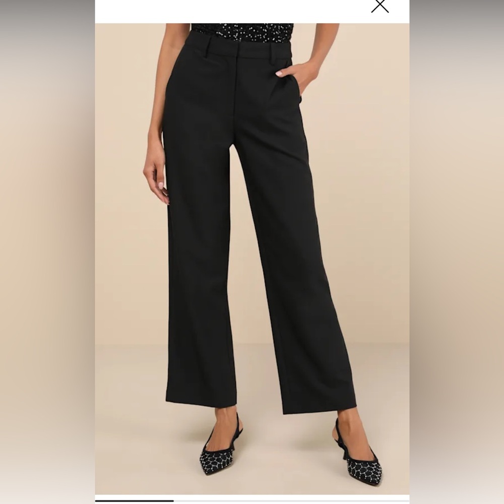 Lulus - Elevated Cuteness Black Straight-Leg Trouser Pants - Black - M